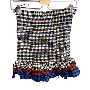 BRAND NEW Petersyn x Revolve Plaid Smocked Ruffle Mini Skirt Western Cowgirl